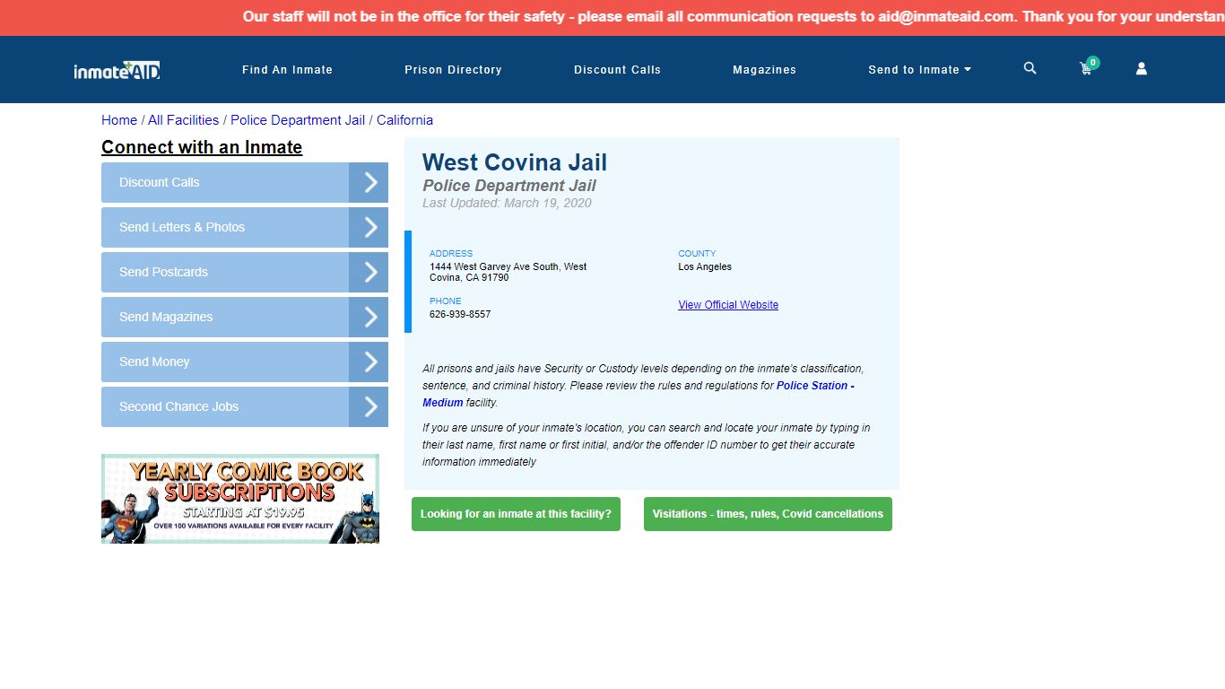 West Covina Jail & Inmate Search - West Covina, CA